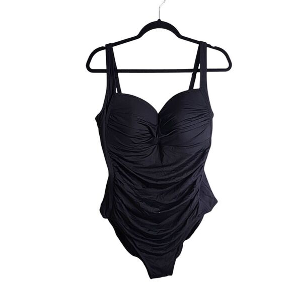 Sea Level Swim Australia 1pc swimsuit ruched bust & sides black nwt no liner 16 - Picture 1 of 4